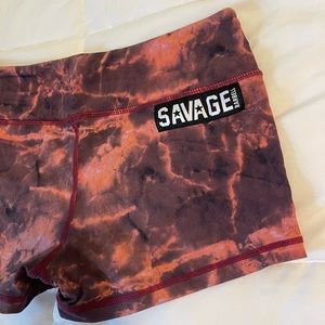 Savage Barbell Shorts- Red Tie Dye